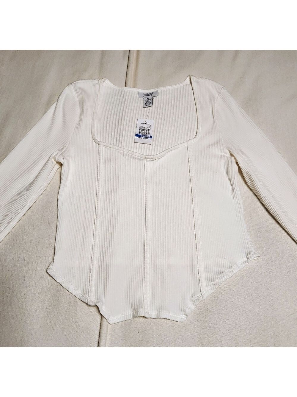 Just Polly Ivory Ribbed Knit Corset Top Extra Large - Picture 6 of 8
